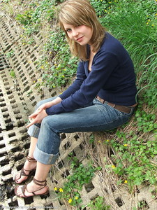 Walking Through A Brook With Footwear And Barefoot