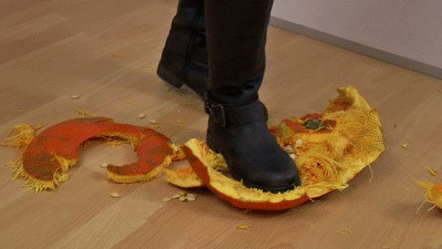 Crushing A Pumpkin Under Railing Boots